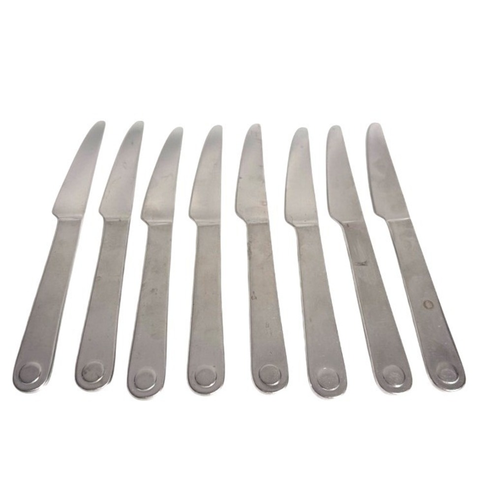 Gourmet Settings Taxi Pattern Stainless Steel Dinner Knives Set 8 1990s Nesting